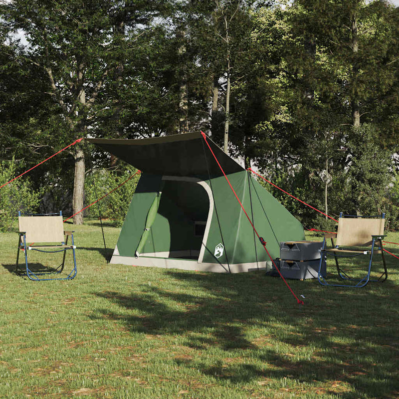 Load image into Gallery viewer, Vidaxl camping tent met dak met opslag groen 282 x 225 x 154 cm taft