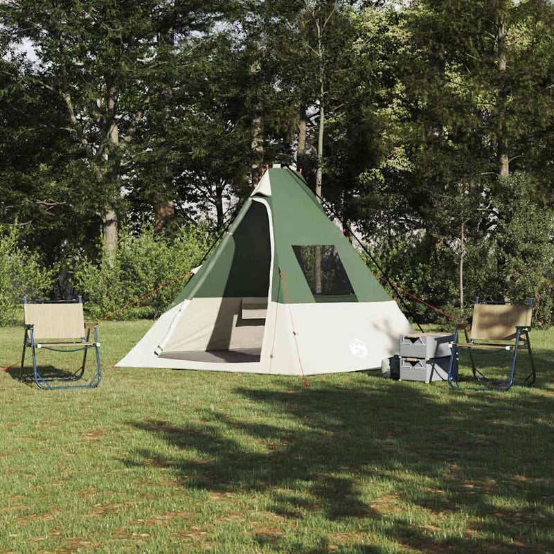 Load image into Gallery viewer, Vidaxl tipi tent met dak met opslag groen 383 x 338 x 217 cm taft
