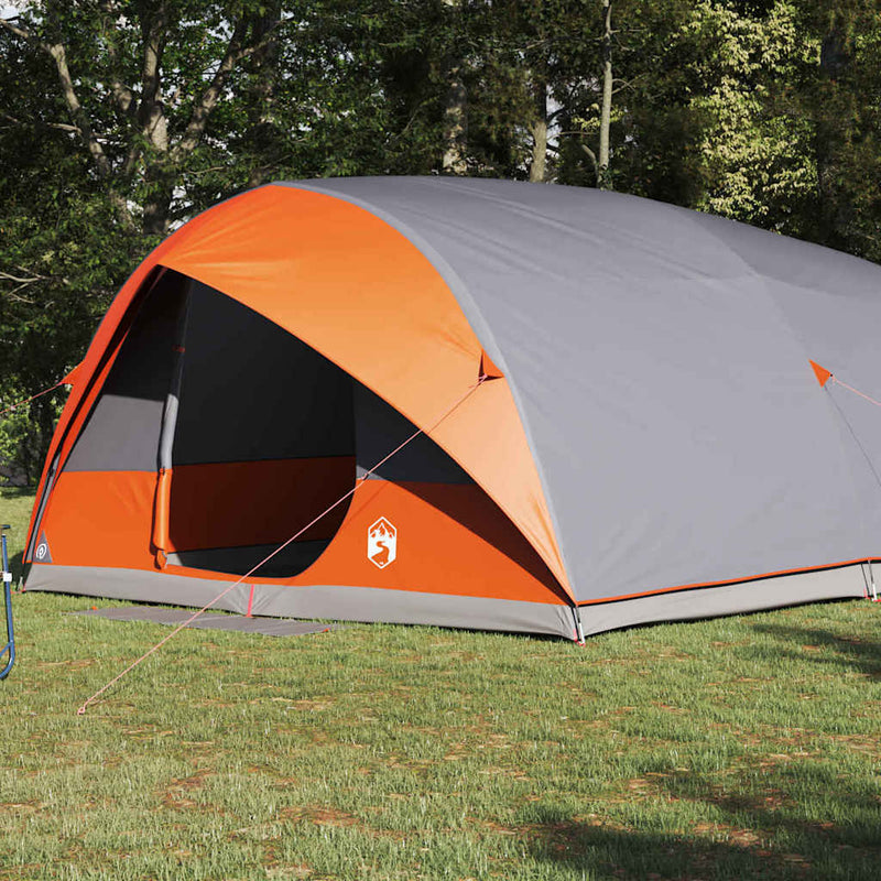 Load image into Gallery viewer, Vidaxl tunnel tent met dak grijs en oranje 500 x 348 x 200 cm taft