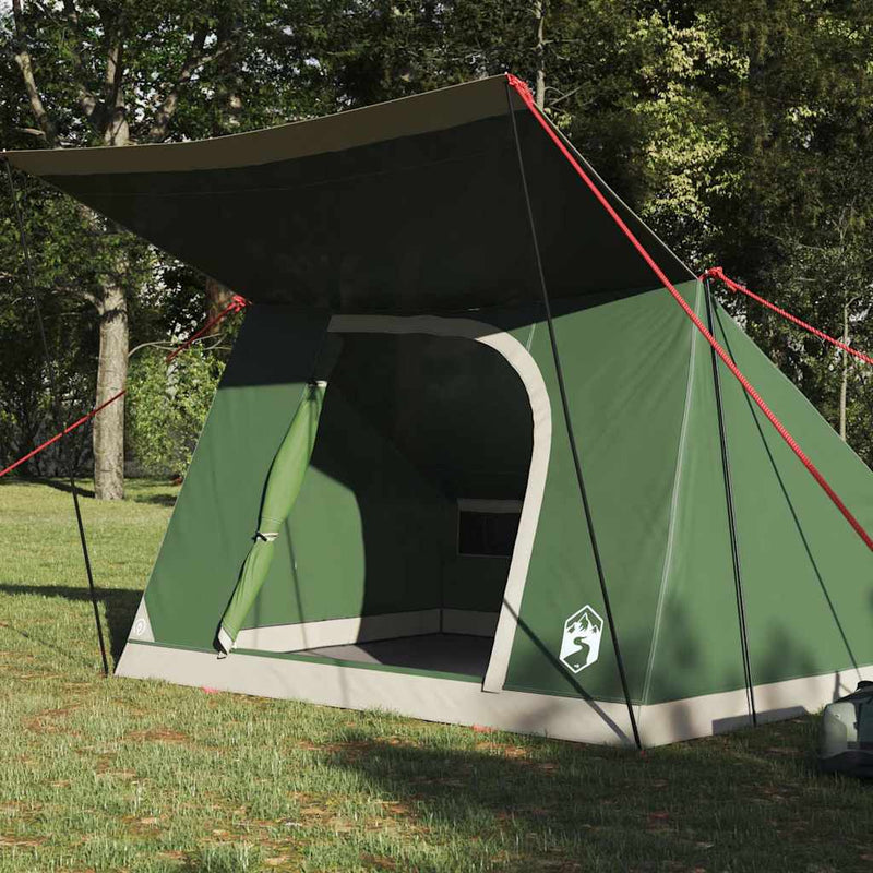 Load image into Gallery viewer, Vidaxl camping tent met dak met opslag groen 223 x 163 x 130 cm taft