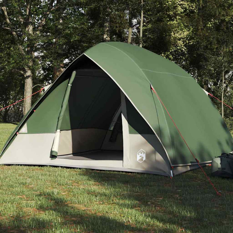 Load image into Gallery viewer, Vidaxl camping tent met dak met opslag groen 275 x 230 x 140 cm taft