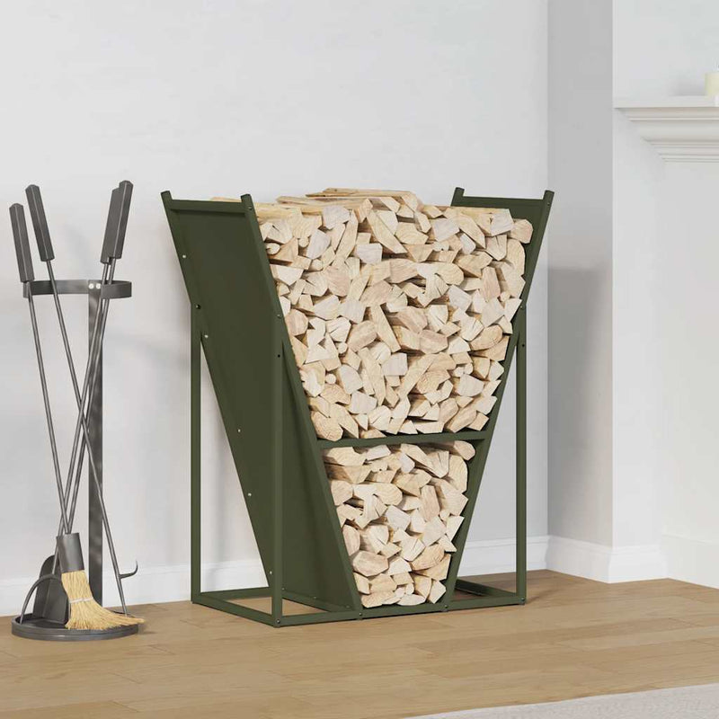Load image into Gallery viewer, Vidaxl brandhoutrek 69,5x35x81 cm koudgewalst staal olijfgroen