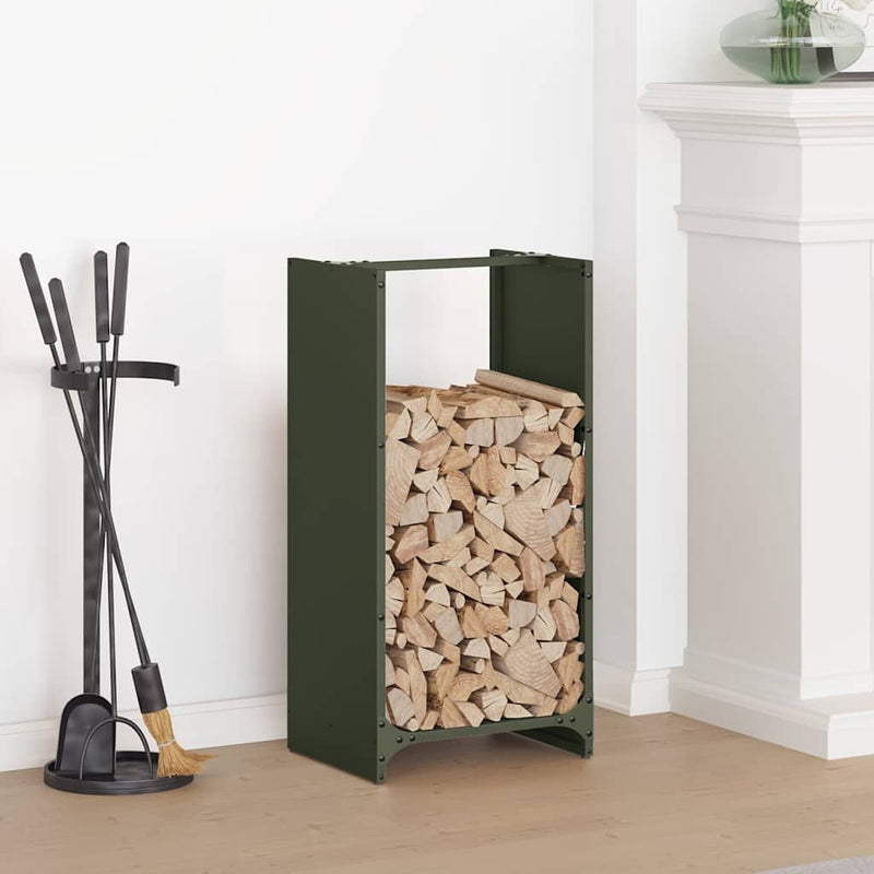 Load image into Gallery viewer, Vidaxl brandhoutrek 40x30x80 cm koudgewalst staal olijfgroen