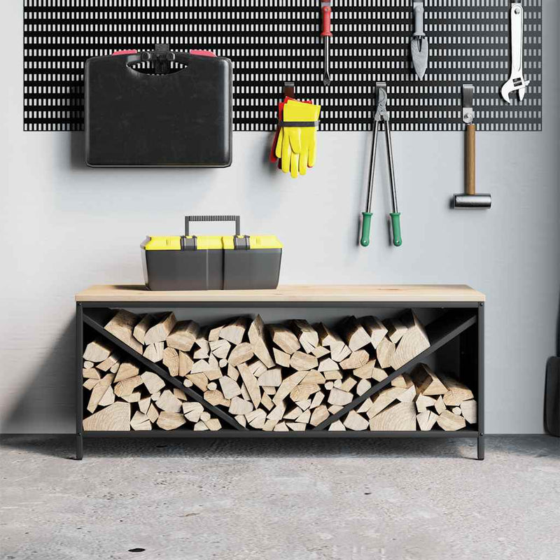 Load image into Gallery viewer, Vidaxl brandhoutrek met houten blad 100,5x35,5x40 cm zwart