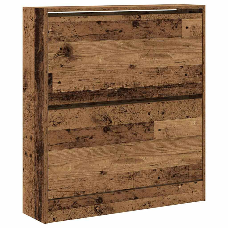 Load image into Gallery viewer, Vidaxl schoenenkast met plank oudhout 80 x 21 x 87,5 cm bewerkt hout