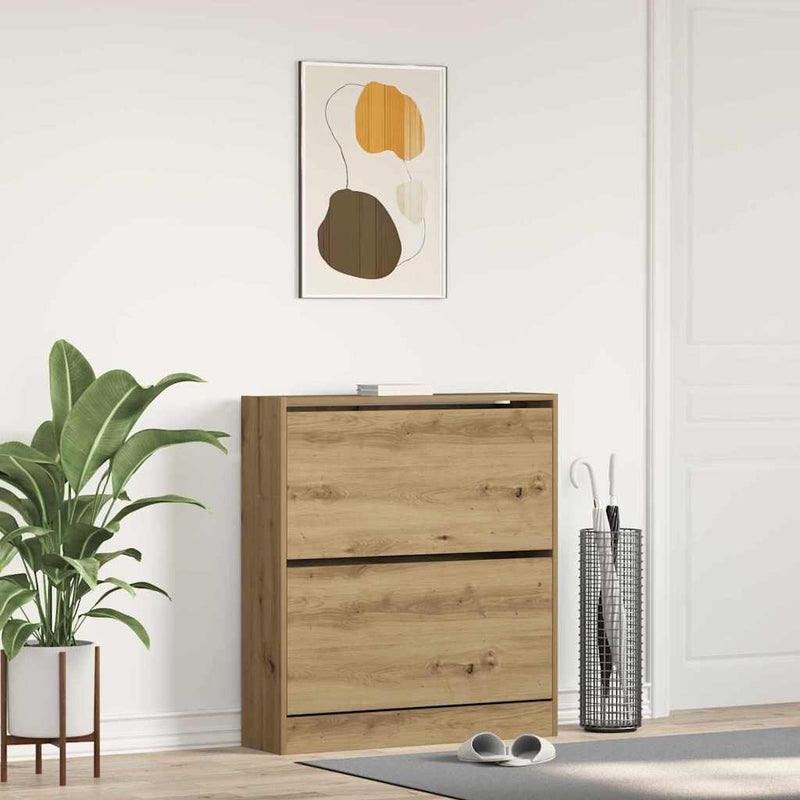 Load image into Gallery viewer, Vidaxl schoenenkast gerookt eiken 80 x 21 x 87,5 cm bewerkt hout