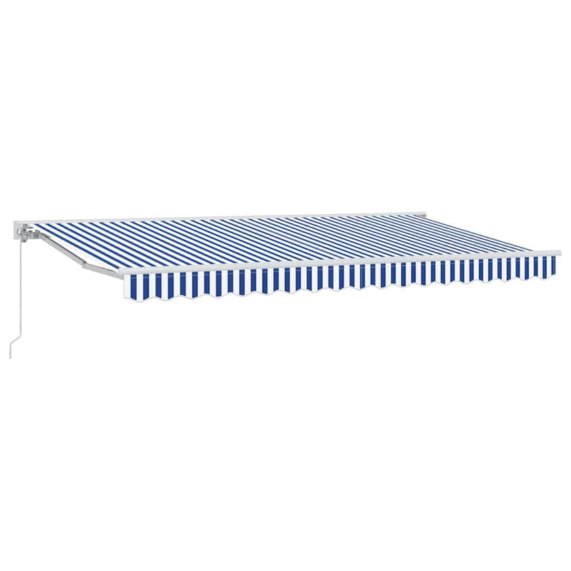 Load image into Gallery viewer, Vidaxl inklapbaar zonnescherm blauw en wit 350 x 200 cm