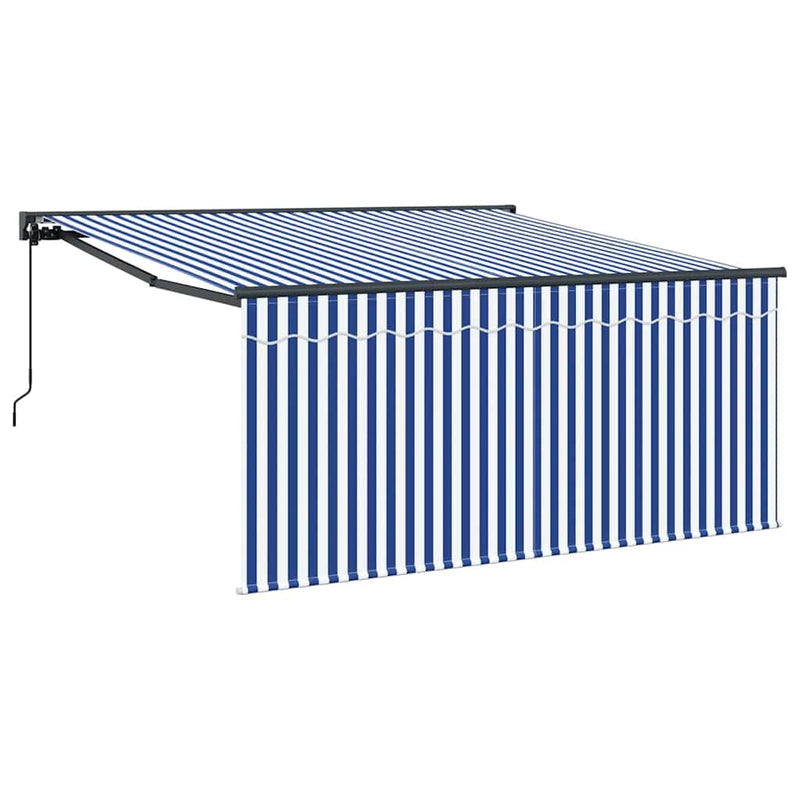 Load image into Gallery viewer, Vidaxl inklapbaar zonnescherm blauw en wit 300 x 250 cm
