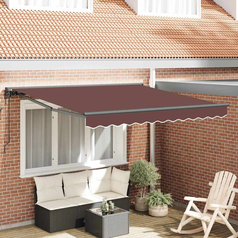 Load image into Gallery viewer, Vidaxl inklapbaar zonnescherm bruin 300 x 250 cm polyester en metaal