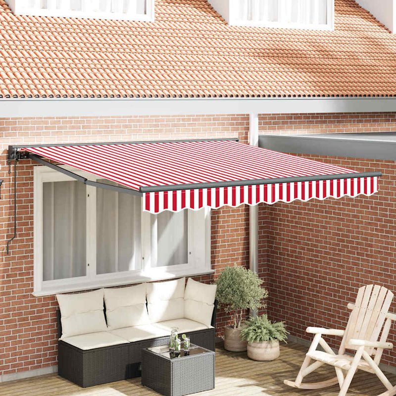Load image into Gallery viewer, Vidaxl inklapbaar zonnescherm rood en wit 300 x 250 cm