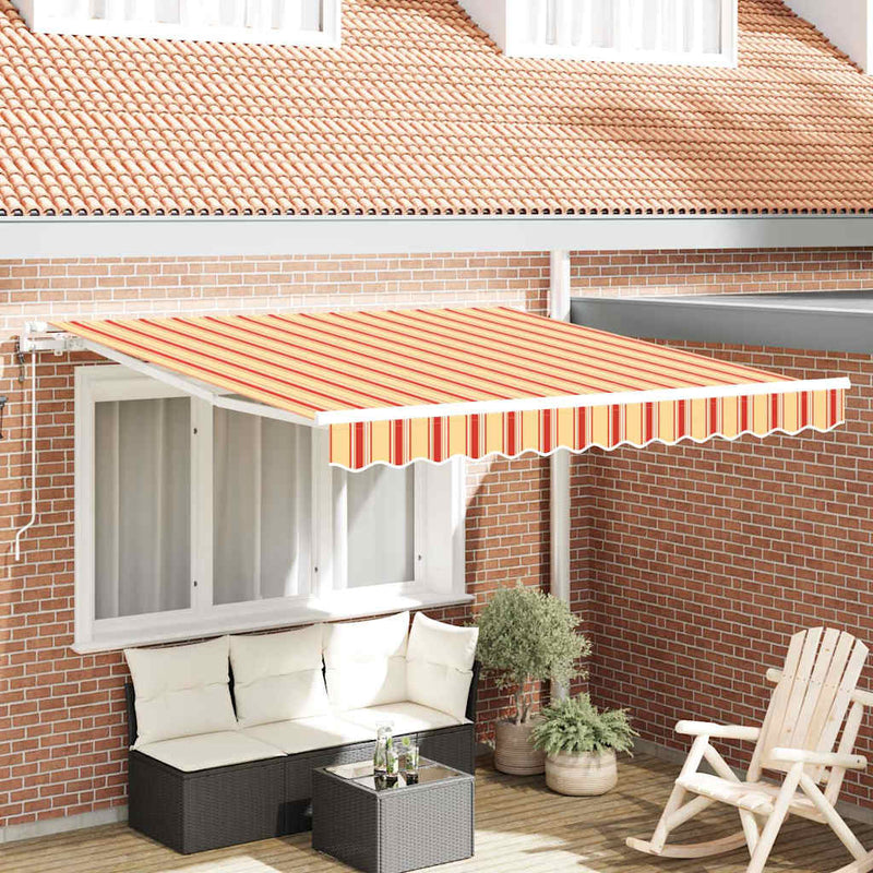 Load image into Gallery viewer, Vidaxl inklapbaar zonnescherm geel en oranje 350 x 250 cm stof