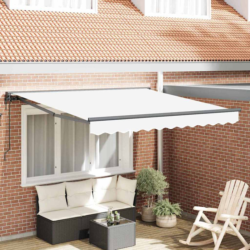 Load image into Gallery viewer, Vidaxl inklapbaar zonnescherm wit 350 x 250 cm polyester en metaal