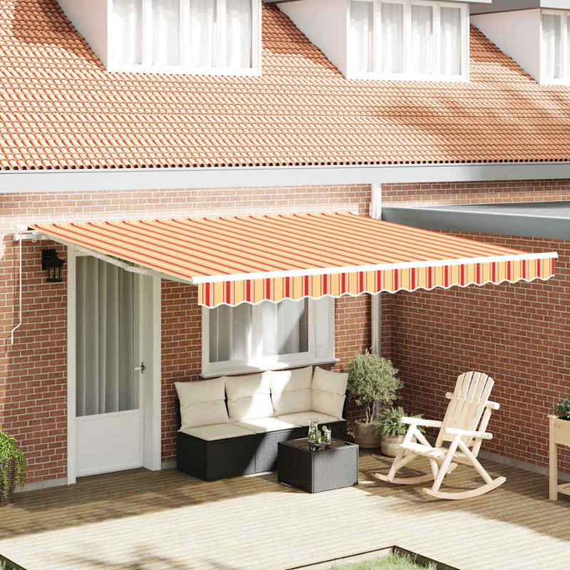Load image into Gallery viewer, Vidaxl inklapbaar zonnescherm geel en oranje 400 × 300 cm