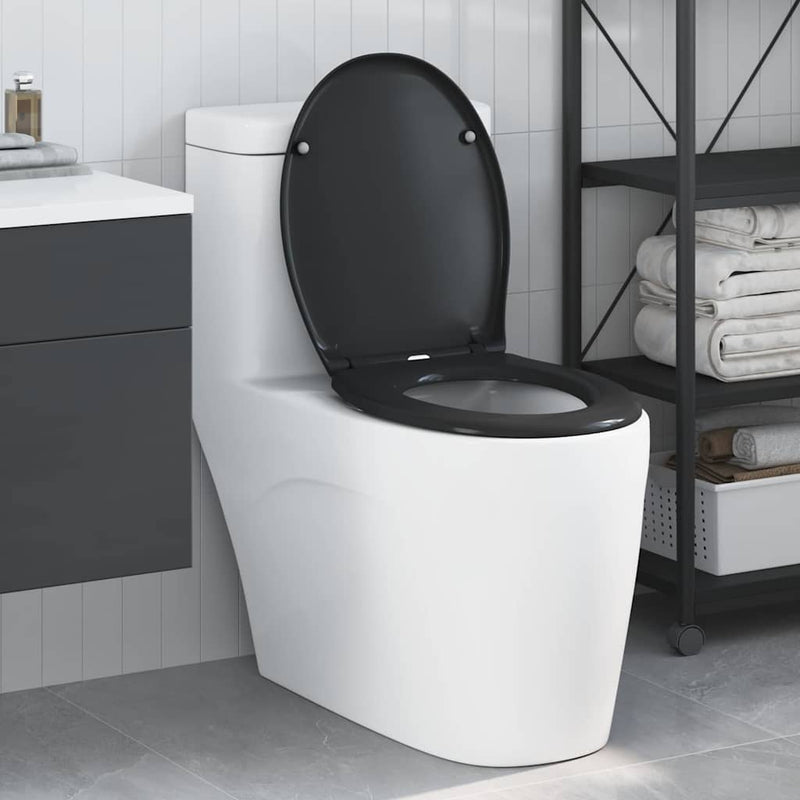 Load image into Gallery viewer, Vidaxl toiletzitting zwart 47 x 37 x 4 cm duroplast