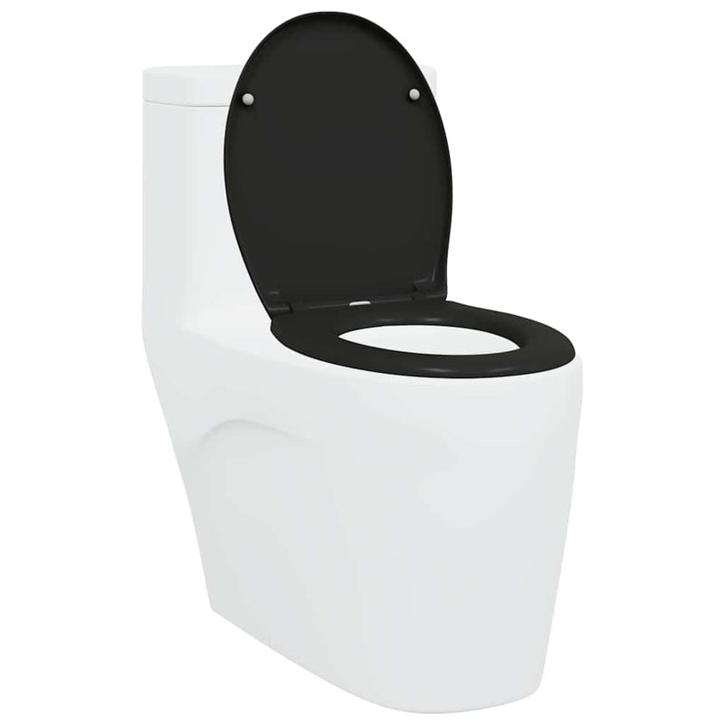 Load image into Gallery viewer, Vidaxl toiletzitting zwart 47 x 37 x 4 cm duroplast