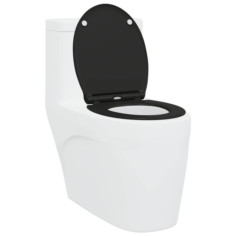 Load image into Gallery viewer, Vidaxl toiletzitting zwart 47 x 37,5 x 3,8 cm duroplast