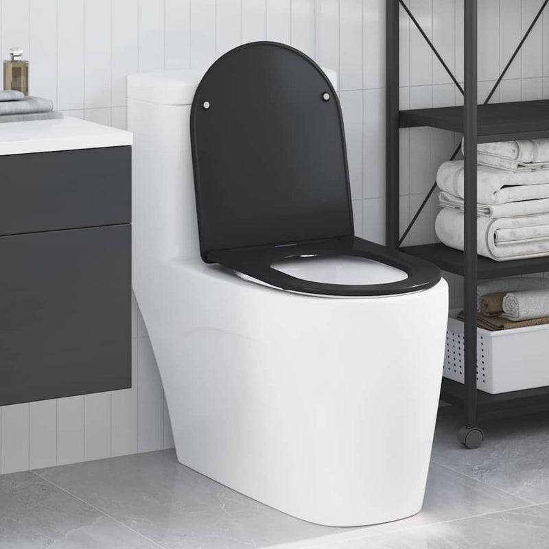 Load image into Gallery viewer, Vidaxl toiletzitting zwart 47 x 36 x 3,4 cm duroplast