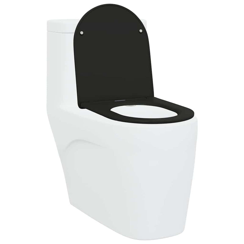 Load image into Gallery viewer, Vidaxl toiletzitting zwart 47 x 36 x 3,4 cm duroplast