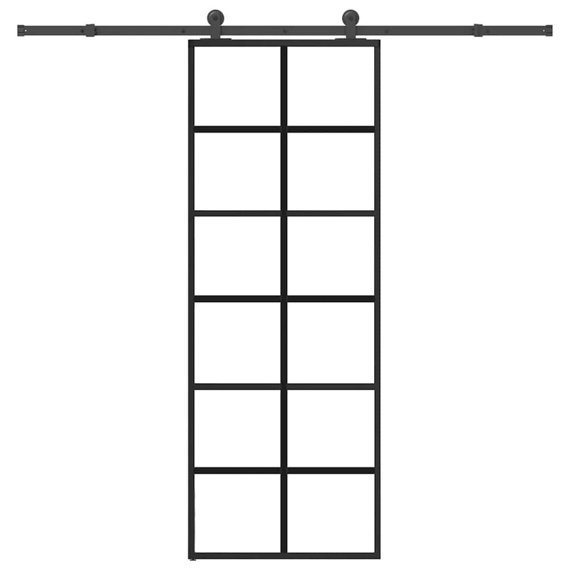 Load image into Gallery viewer, Vidaxl schuifdeur met beslag 76x205 cm esg-glas en aluminium