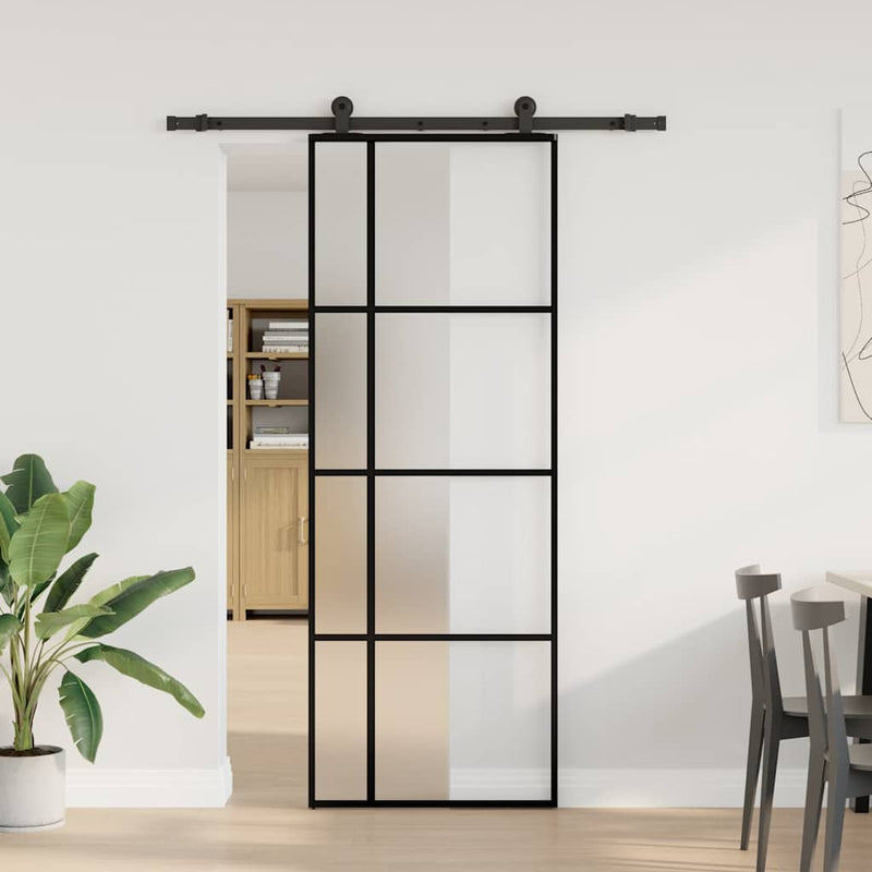 Load image into Gallery viewer, Vidaxl schuifdeur met beslag 76x205 cm esg-glas en aluminium