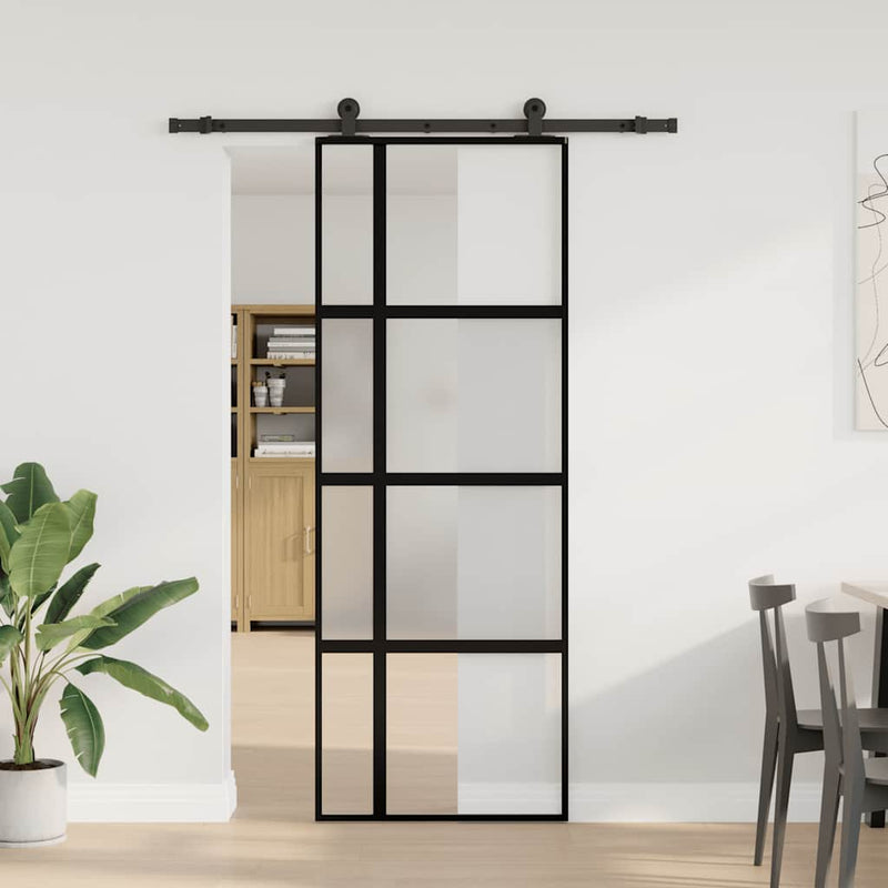 Load image into Gallery viewer, Vidaxl schuifdeur met beslag 76x205 cm gehard glas en aluminium