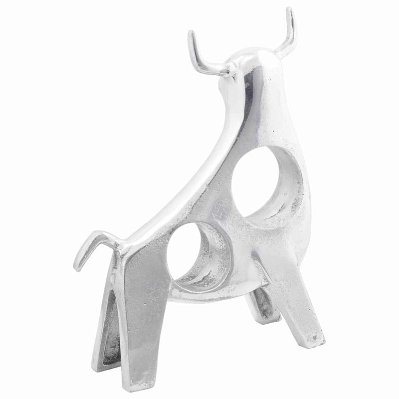 Load image into Gallery viewer, Vidaxl stierensculptuur zilver 22 x 9.5 x 34 cm aluminium