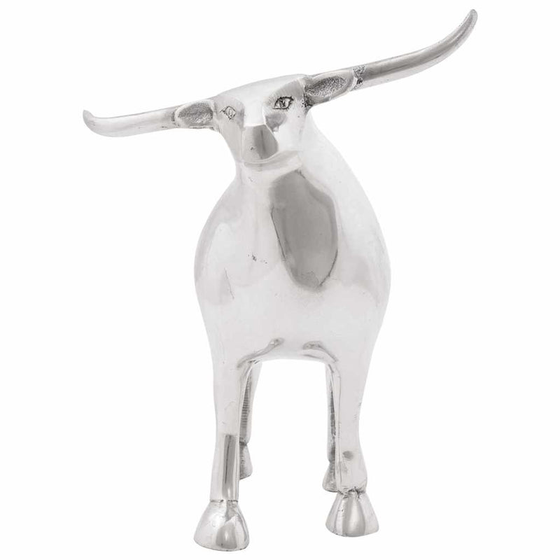 Load image into Gallery viewer, Vidaxl stierensculptuur zilver 20 x 17 x 23 cm aluminium