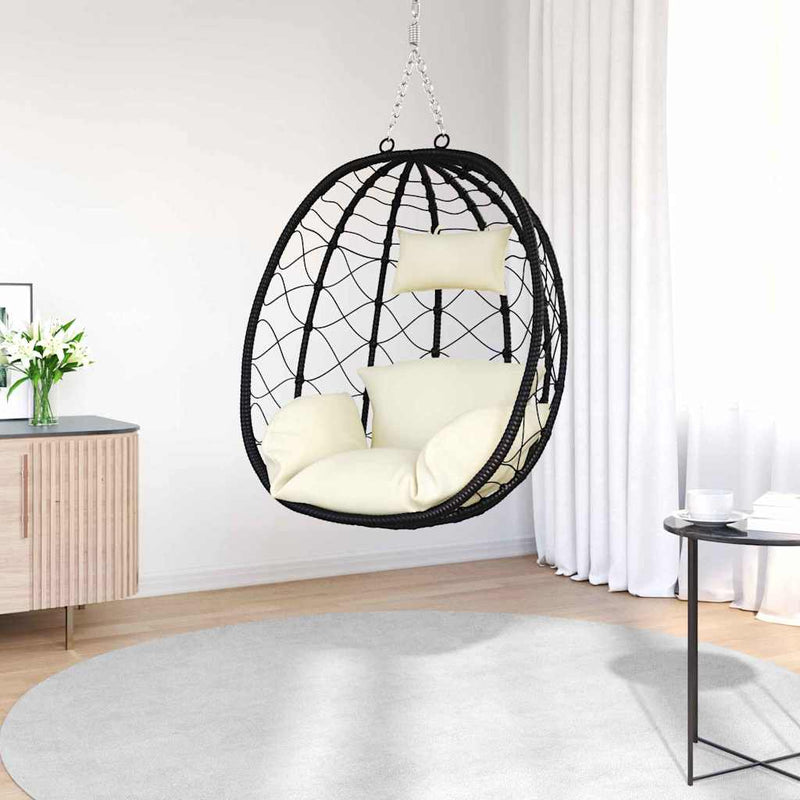 Load image into Gallery viewer, Vidaxl hangende ei-stoel crèmewit 91,5 x 60 x 110 cm poly rattan