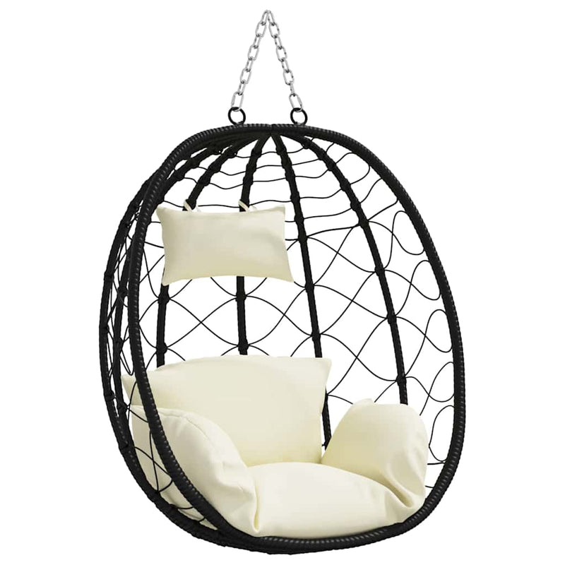 Load image into Gallery viewer, Vidaxl hangende ei-stoel crèmewit 91,5 x 60 x 110 cm poly rattan