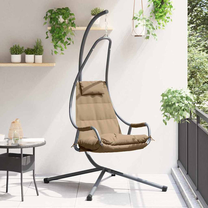 Load image into Gallery viewer, Vidaxl hangende ei-stoel taupe 94 x 107 x 196,5 cm staal
