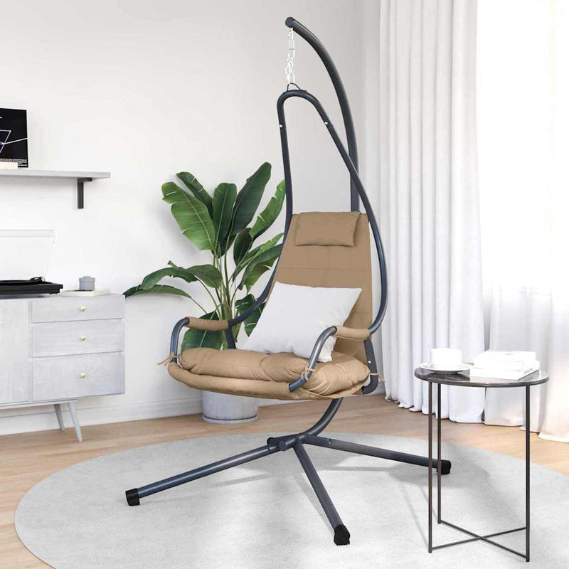 Load image into Gallery viewer, Vidaxl hangende ei-stoel taupe 94 x 107 x 196,5 cm staal
