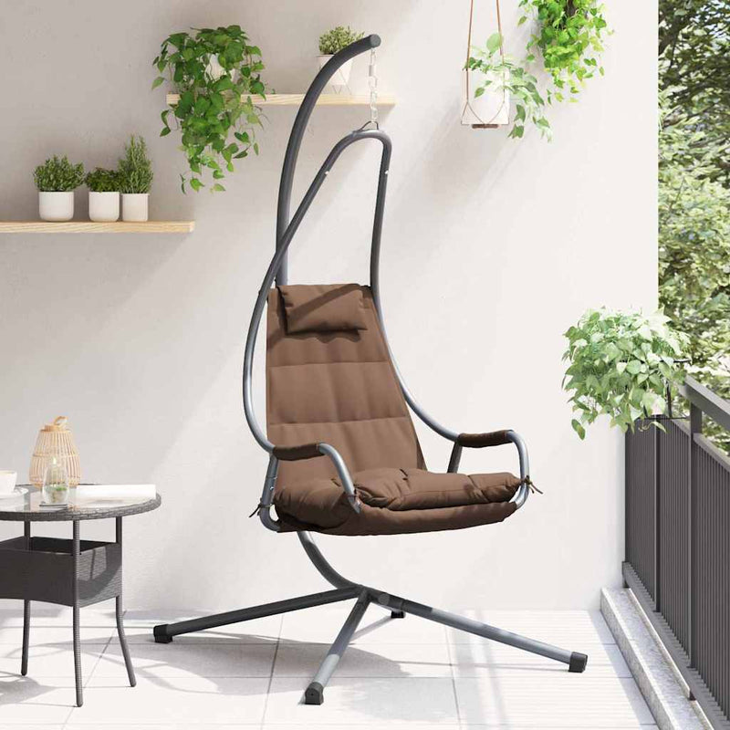 Load image into Gallery viewer, Vidaxl hangende ei-stoel koffiebruin 94 x 107 x 196,5 cm staal