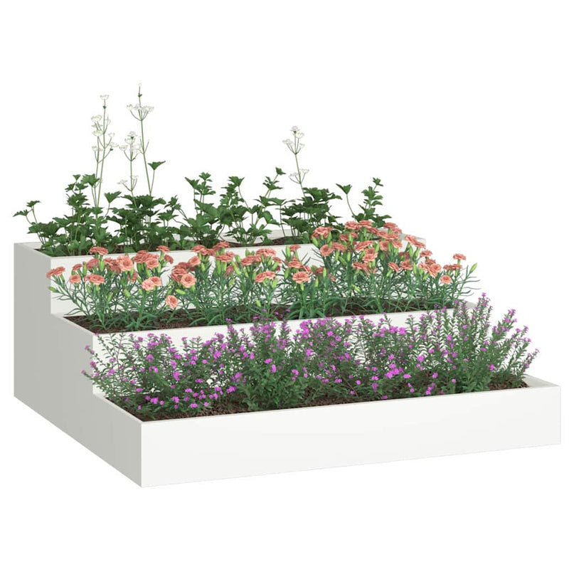 Load image into Gallery viewer, Vidaxl tuin bloempot wit 90 x 90 x 35 cm koudgewalst staal