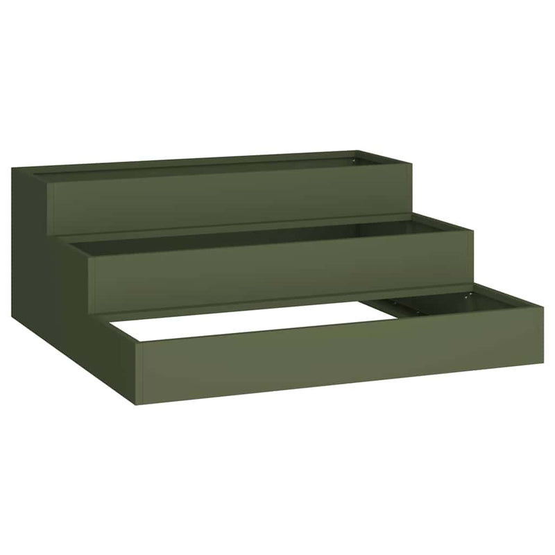 Load image into Gallery viewer, Vidaxl tuin bloempot olijf groen 90 x 90 x 35 cm koudgewalst staal