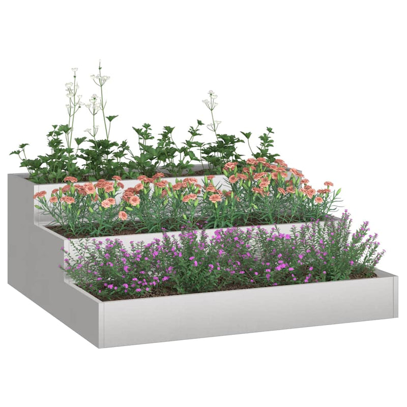 Load image into Gallery viewer, Vidaxl tuin bloempot zilver 90 x 90 x 35 cm roestvrij staal