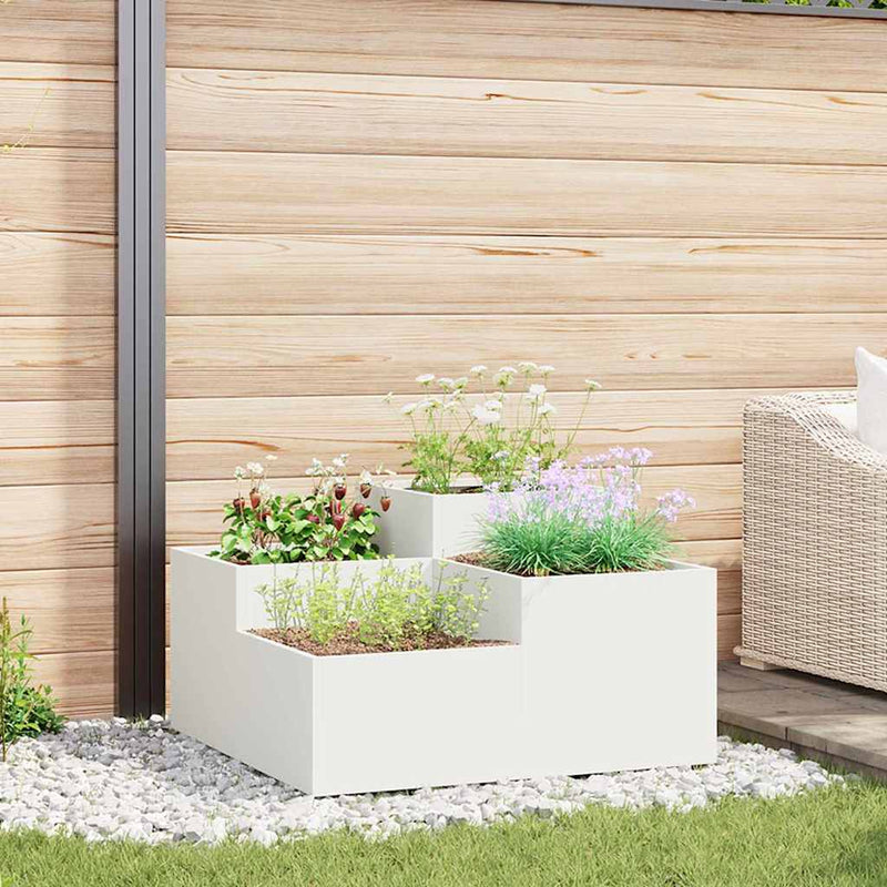 Load image into Gallery viewer, Vidaxl tuin bloempot wit 100 x 100 x 48 cm staal