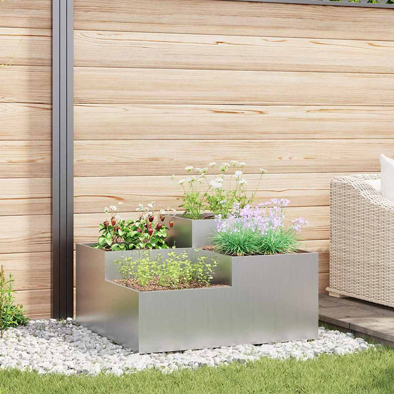 Load image into Gallery viewer, Vidaxl tuin bloempot zilver 100 x 100 x 48 cm gegalvaniseerd staal