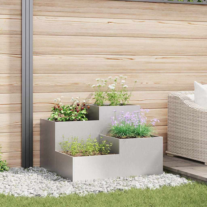 Load image into Gallery viewer, Vidaxl tuin bloempot zilver 80 x 80 x 60 cm roestvrij staal