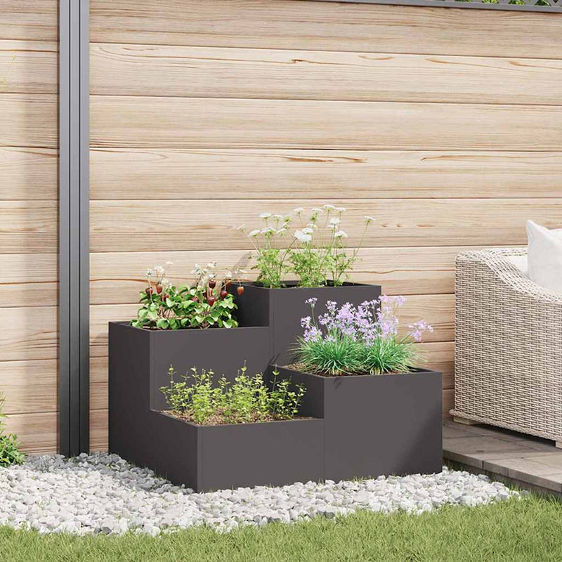 Load image into Gallery viewer, Vidaxl tuin bloempot zwart 100 x 100 x 60 cm staal