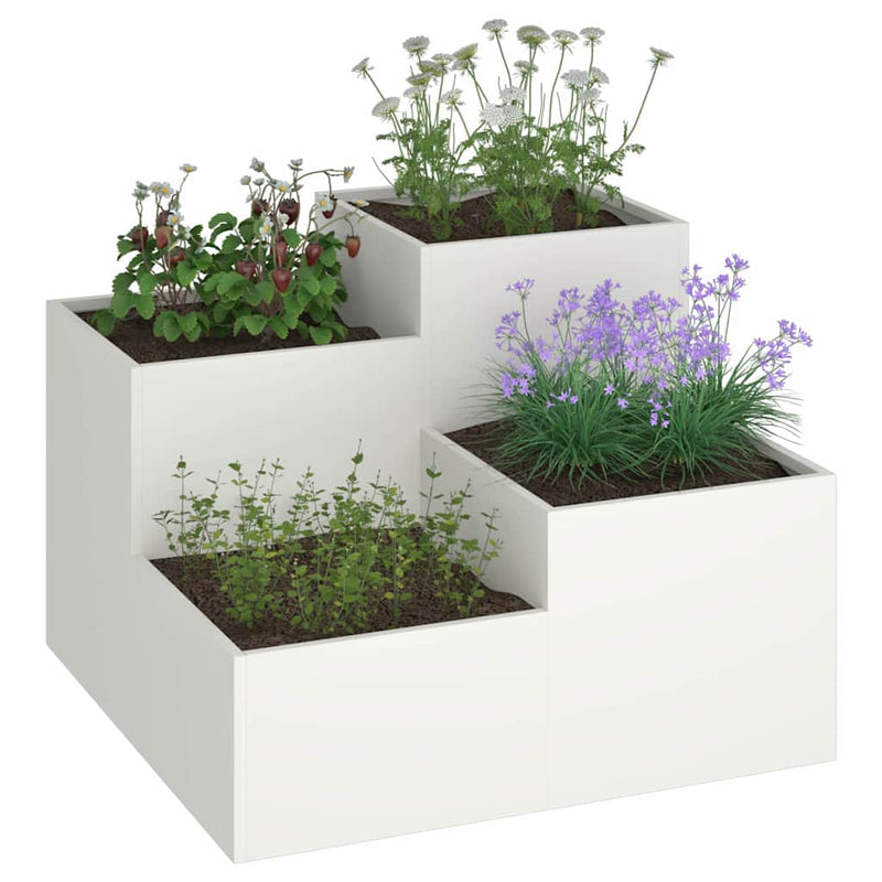 Load image into Gallery viewer, Vidaxl tuin bloempot wit 100 x 100 x 60 cm staal