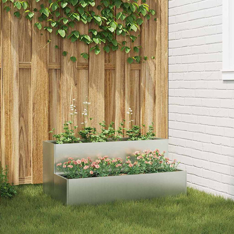 Load image into Gallery viewer, Vidaxl tuin bloempot zilver 100 x 60 x 45 cm gegalvaniseerd staal