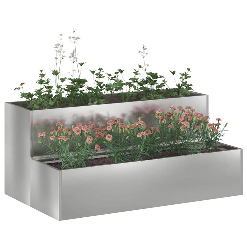 Load image into Gallery viewer, Vidaxl tuin bloempot zilver 100 x 60 x 45 cm gegalvaniseerd staal