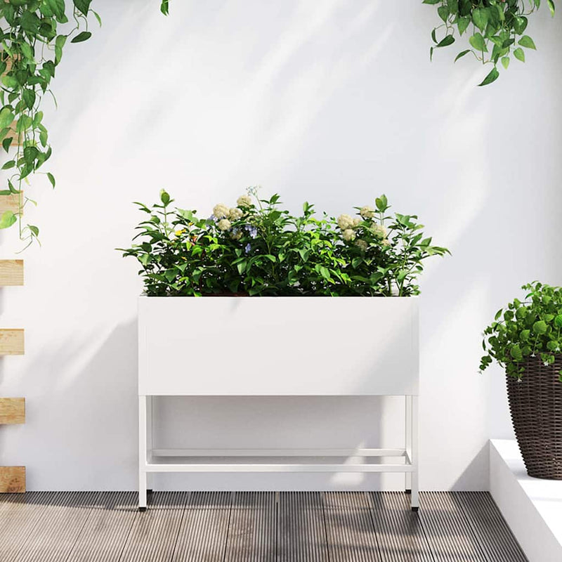Load image into Gallery viewer, Vidaxl verhoogde tuin plantbak wit 60 x 26 x 45 cm staal