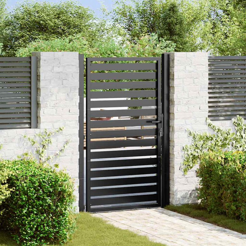 Load image into Gallery viewer, Vidaxl tuinpoort afsluitbaar 100x150 cm aluminium zwart