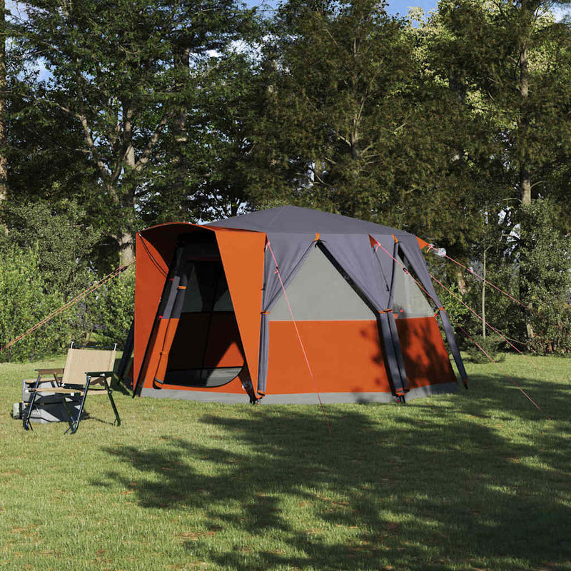 Load image into Gallery viewer, Vidaxl huisje tent met dak grijs en oranje 425 x 396 x 222 cm