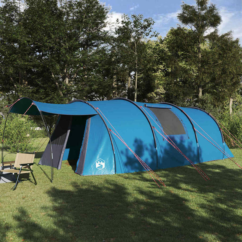 Load image into Gallery viewer, Vidaxl tunneltent met dak met opslag blauw en grijs 740 x 370 x 220 cm