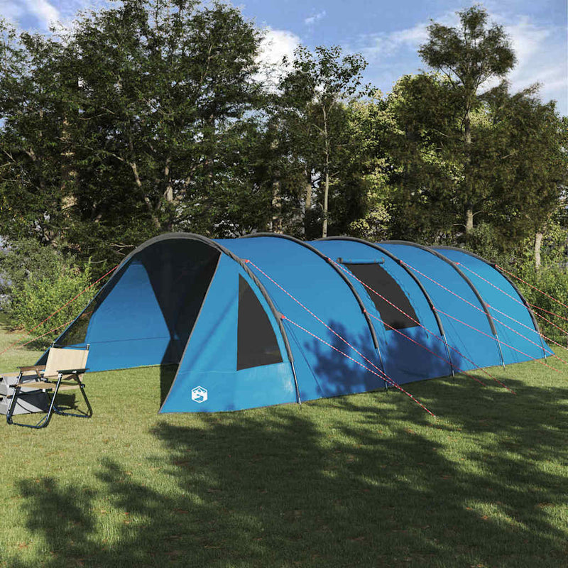 Load image into Gallery viewer, Vidaxl tunneltent met dak met opslag blauw en grijs 778 x 356 x 210 cm