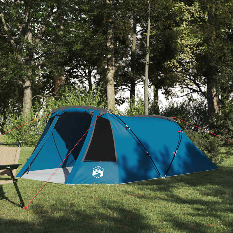 Load image into Gallery viewer, Vidaxl tunneltent met dak met opslag blauw en grijs 328 x 228 x 115 cm
