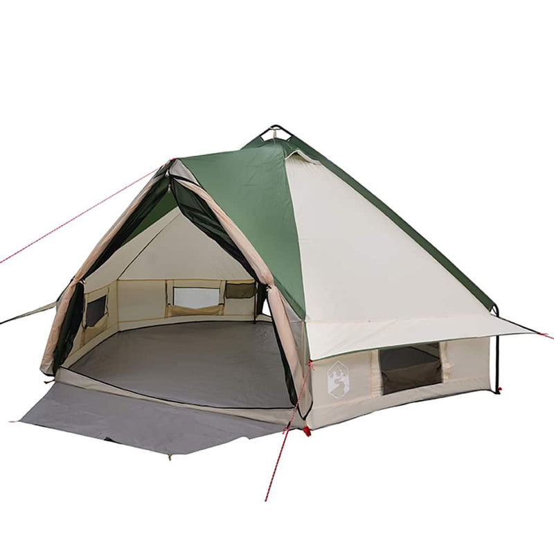 Load image into Gallery viewer, Vidaxl teepee tent met dak met opslag groen en wit 490 x 410 x 210 cm