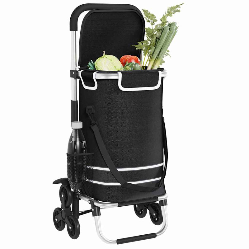 Load image into Gallery viewer, Vidaxl winkel trolley zwart 47 x 39 x 100,5 cm oxford stof